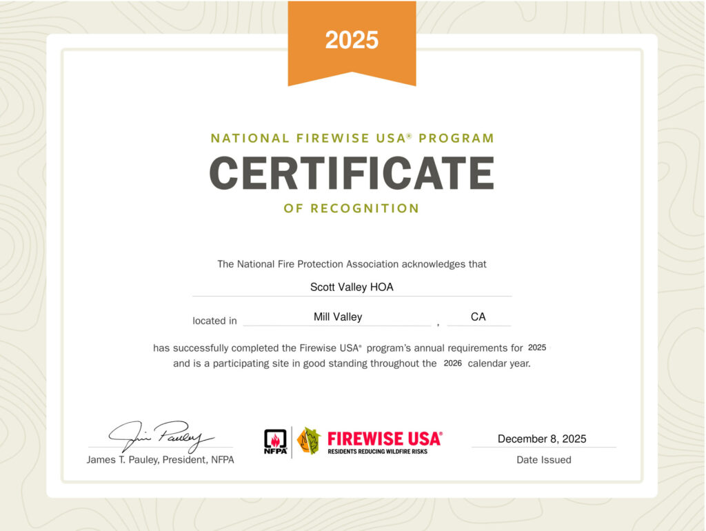 Certificate of Recognition for Firewise USA 2023.